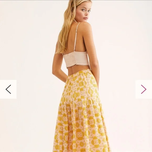 Free People Pink and Yellow Wide Leg Printed Pants - Picture 4 of 16